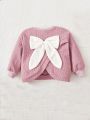 SHEIN Kids HYPEME Young Girl Bow Front Sweatshirt & Sweatpants