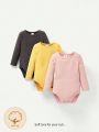 Cozy Cub Baby Girl Solid Color Long Sleeve 3pcs/Set