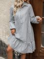 Women's Striped Dress With Ruffled Hem