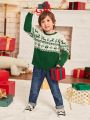 SHEIN Toddler Boys Christmas Pattern Sweater