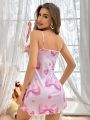 Bowknot Printed Camisole Sleepwear Dress