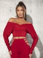 SHEIN Tall Ladies Off Shoulder Crop Top