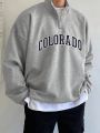 Men'S Large Size Letter Print Zipper Half Sweatshirt