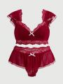 Goth Plus Size Women's Sexy Red Pajama Set