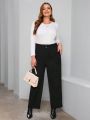 SHEIN Privé Plus Size Solid Color High Waisted Pants