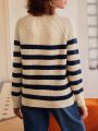 SHEIN Frenchy Women's Casual Striped Button Down Cardigan Sweater