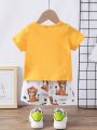 Fashionable Infant Boys' Casual Lion Pattern Short Sleeve T-Shirt And Shorts Set
