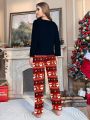 Christmas Print Tee & Pants PJ Set