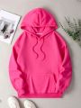 Women's Skull Head & Letter Printed Drawstring Hoodie With Fleece Lining