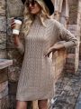 SHEIN Frenchy Batwing Sleeve Twist Knit Sweater Dress