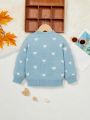 SHEIN Young Girl Heart Pattern Drop Shoulder Sweater