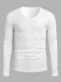 Manfinity Homme Men's V-Neck Long Sleeve Knitted Casual T-Shirt