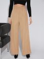 Luxe SHEIN X Luxe Womens Pleated Wide Leg Pants