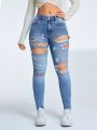 Women'S Slim Fit Distressed Denim Jeans