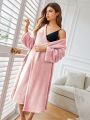 Teddy Bear Belted Robe With Drop Shoulder