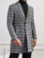 Manfinity Men Houndstooth Lapel Collar Single Breasted Tweed Overcoat