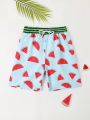 Boys' Watermelon Printed Elastic Waist Beach Pants For Kids