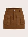 SHEIN Coolane Women's Camouflage Workwear Cargo Mini Skirt
