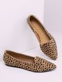 Cheetah Print Pointed Toe Slip On Ballet Flats