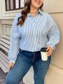 SHEIN LUNE Women's Plus Size Striped Shirt