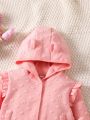 SHEIN Kids EVRYDAY Toddler Girls' Love Heart Print Hooded Casual 2-piece Set For Autumn Winter