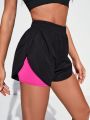 Daily&Casual Color-Block Elastic Waist Leisure Sports Shorts