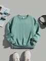 Women'S Solid Color Fleece Lined Crewneck Sweatshirt