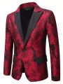 Men Jacquard Lapel Neck Single Breasted Blazer