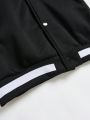 Men Letter Graphic Colorblock Varsity Jacket