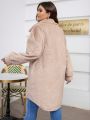 SHEIN Frenchy Plus Size Women's Single-breasted Plush Coat