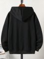 Men's Plus Size Black Hoodie With Letter Print