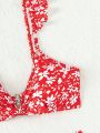 SHEIN Swim Mod Floral Print Ruffled Two-piece Swimsuit