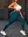 Plus Size Solid Color Yoga Sports Leggings