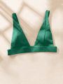 SHEIN Swim Basics Ribbed V Neck Bikini Top