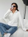 SHEIN Essnce Solid Color Soft And Comfortable Teddy Fleece Sweatshirt