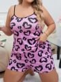Le freak c est chic Plus Size Women'S Heart Print Camisole Tank Top And Shorts Pajama Set