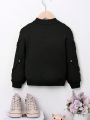 SHEIN Young Girl Pearls Beaded Drop Shoulder Sweater