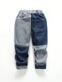 Baby Boys' Street Style Soft Denim Patchwork Jeans With Washed Design