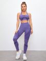 SHEIN Yoga Basic Women's Crop Top And Leggings Workout Set