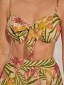 Mienne Tropical Print Tie Top & Pants Set