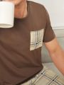 Men'S Plaid Pattern Short Sleeve T-Shirt And Long Pants Homewear Set
