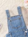 Young Girl Asymmetrical Hem Denim Overall Romper