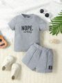 SHEIN Baby Boy Letter Graphic Tee & Shorts