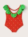 Baby Girls Strawberry Pattern One Piece Swimwear