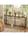 SUPERJARE Console Table with Outlet & USB Ports, 63 Inches Sofa Table, Entryway Table