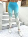 Ombre Hollow Out Tummy Control Sports Leggings