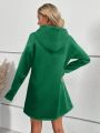 SHEIN Unity Letter Graphic Kangaroo Pocket Drop Shoulder Hooded Sweatshirt Dress