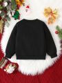 Young Girl Christmas Print Thermal Lined Sweatshirt