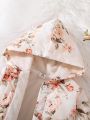Baby Girl Floral Print Teddy Lined Hooded Coat