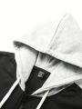 Manfinity Hypemode Men Letter Graphic Colorblock Drawstring Hoodie